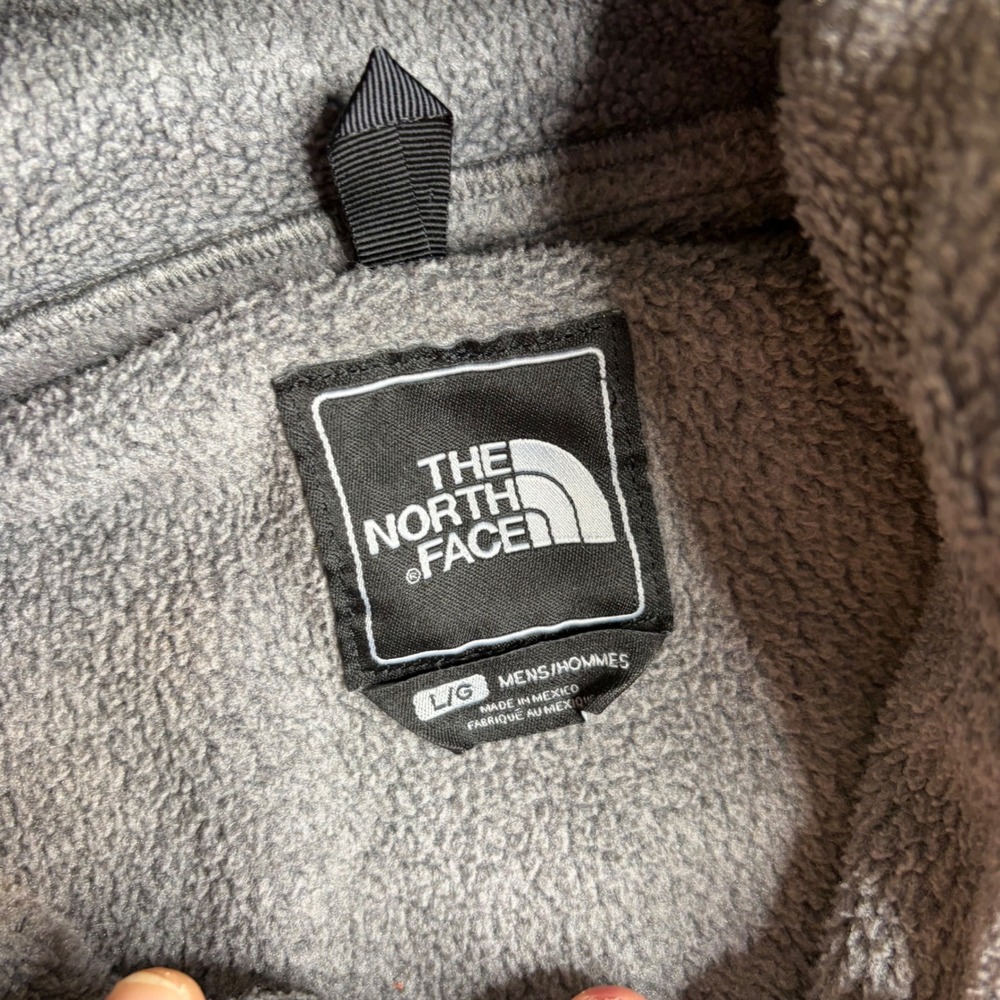 The North Face Denali Hoodie Mens Large Grey Black Polartec Fleece Jacket T132 - Picture 3 of 9